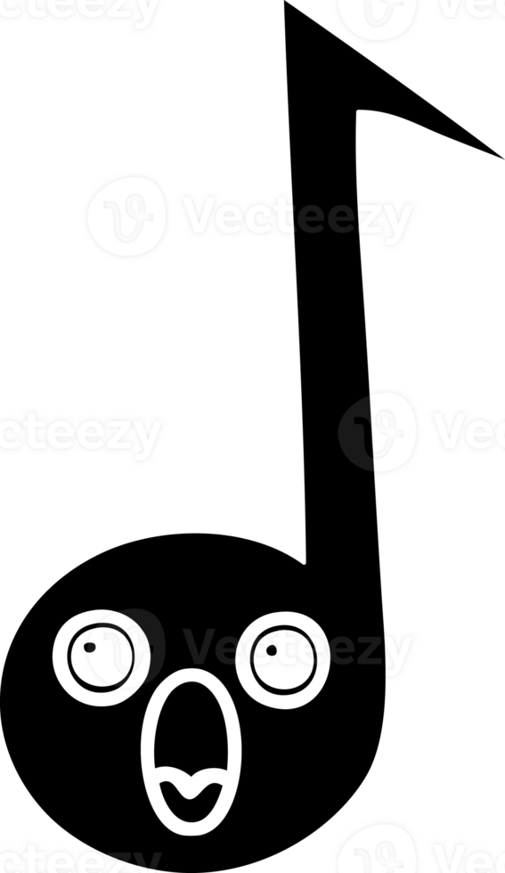line drawing cartoon of a musical note solid black icon png