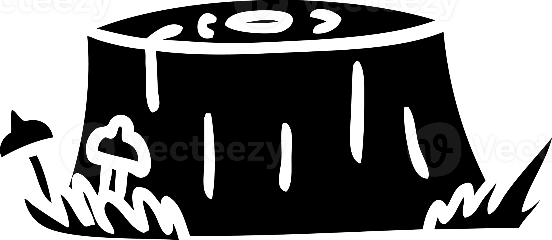 hand drawn line drawing doodle of a tree log  solid black icon png