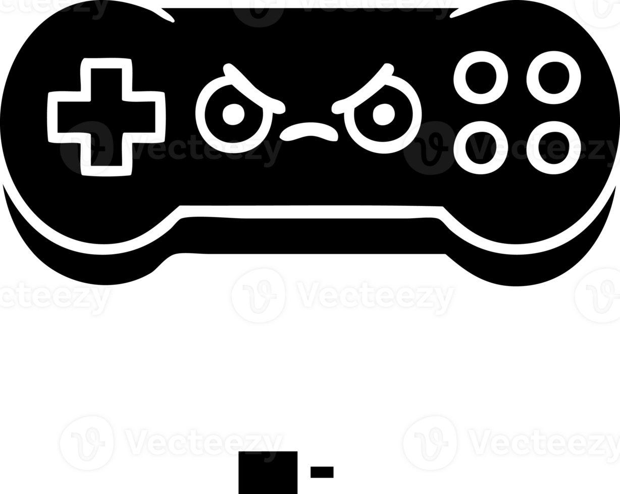 line drawing cartoon of a game controller solid black icon png