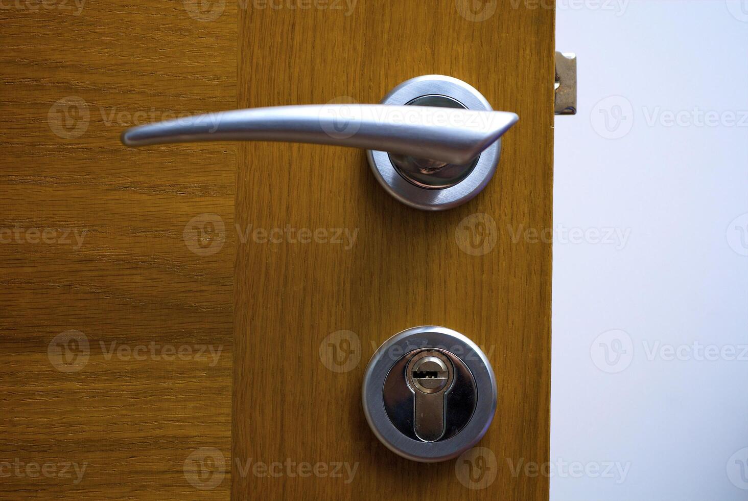Wooden door with the lock photo