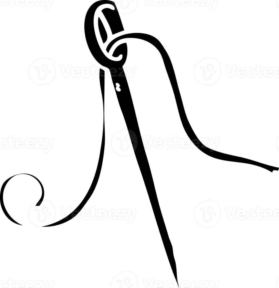 line drawing cartoon needle and thread solid black icon 45468811 PNG