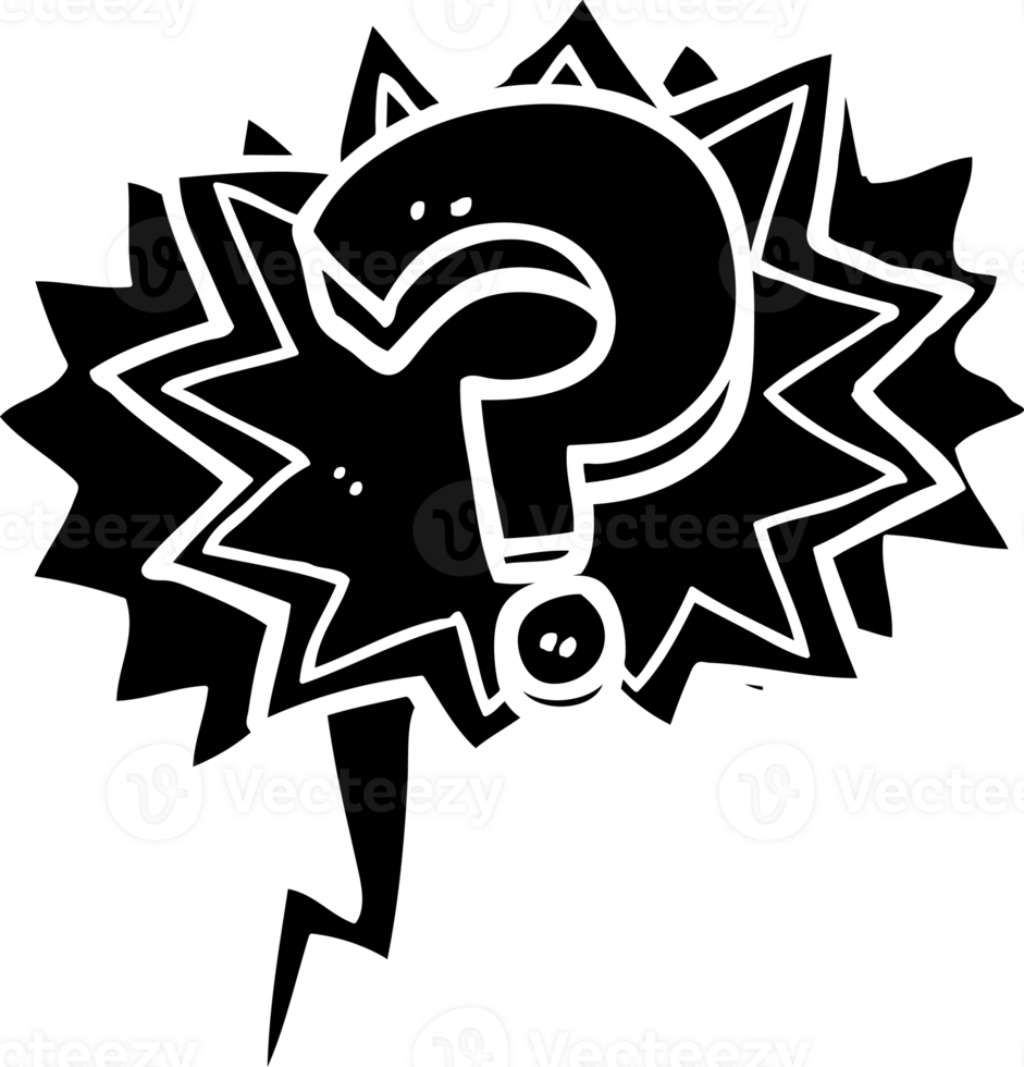 hand drawn speech bubble cartoon question mark solid black icon png