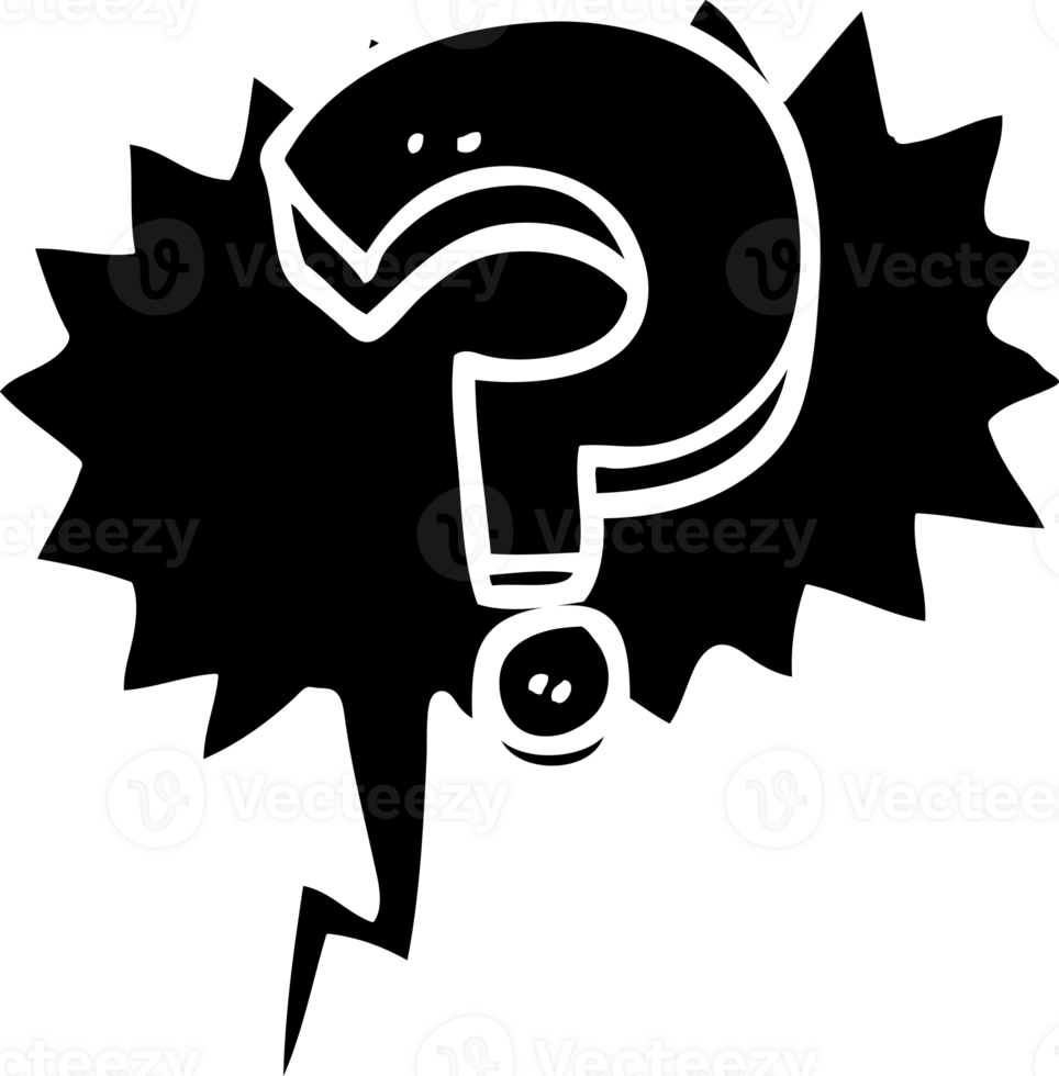 hand drawn speech bubble cartoon question mark solid black icon png