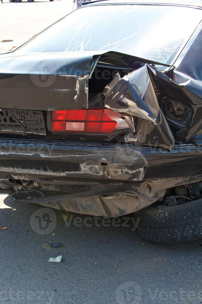 Front part of a crashed car wreck photo