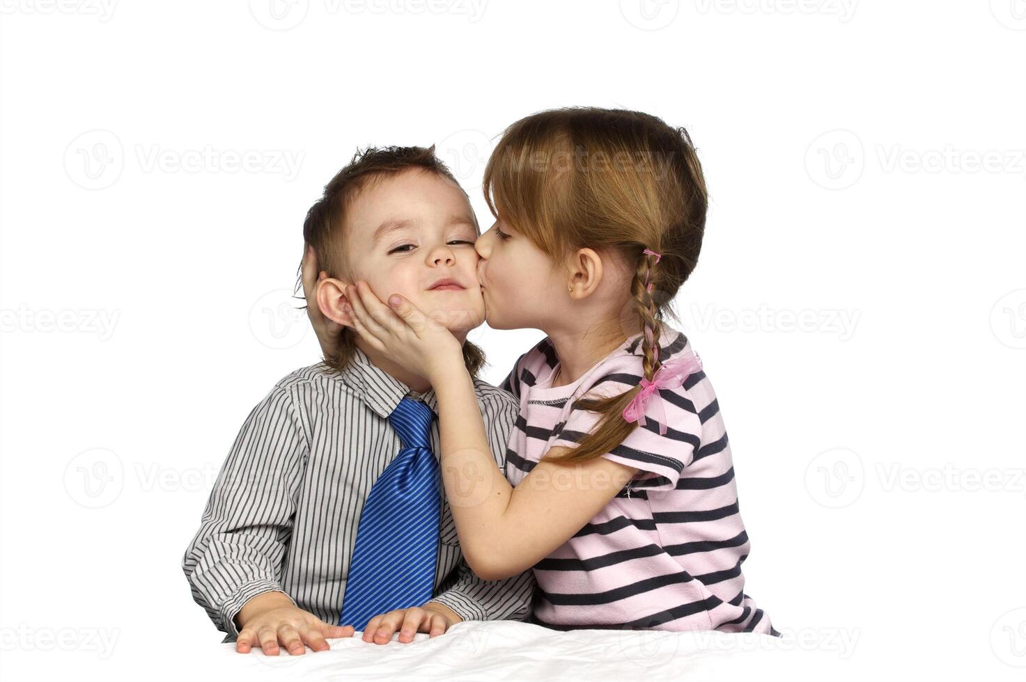 Brother and sister in the studio photo
