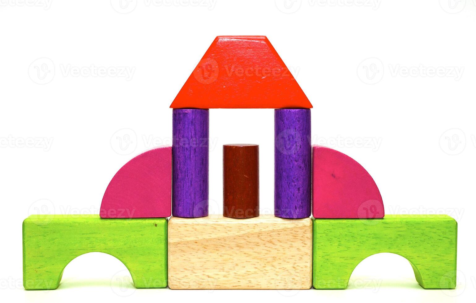 Colored wooden toys for the building photo