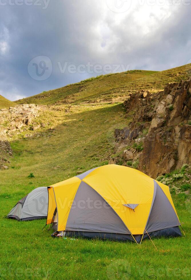 Camping staff on the mount photo