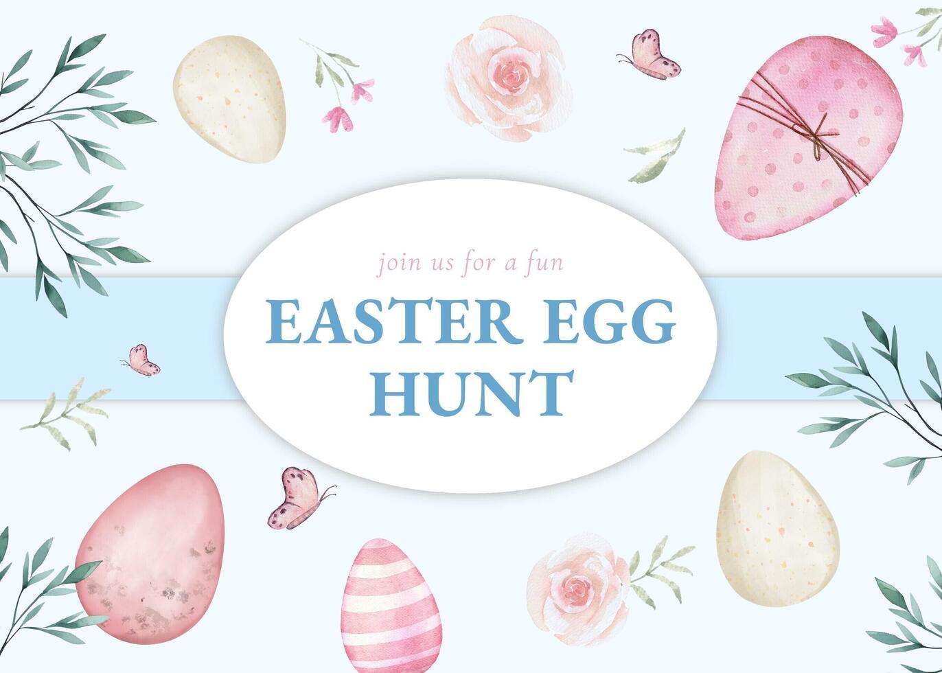 Soft Pastel Easter Egg Hunt Invitation template