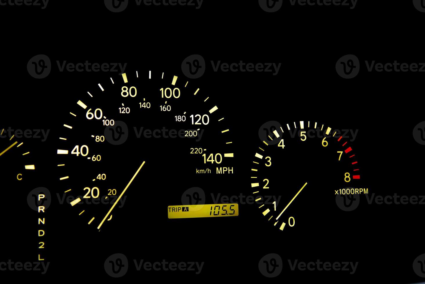 Instrument panel with the speedometer and the tachometer photo
