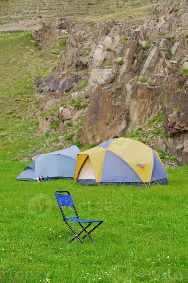 Camping staff on the mount photo