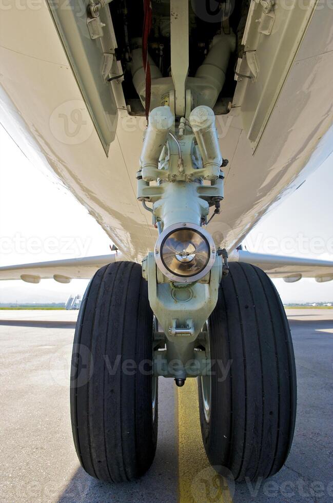 business plane parked at the airport photo