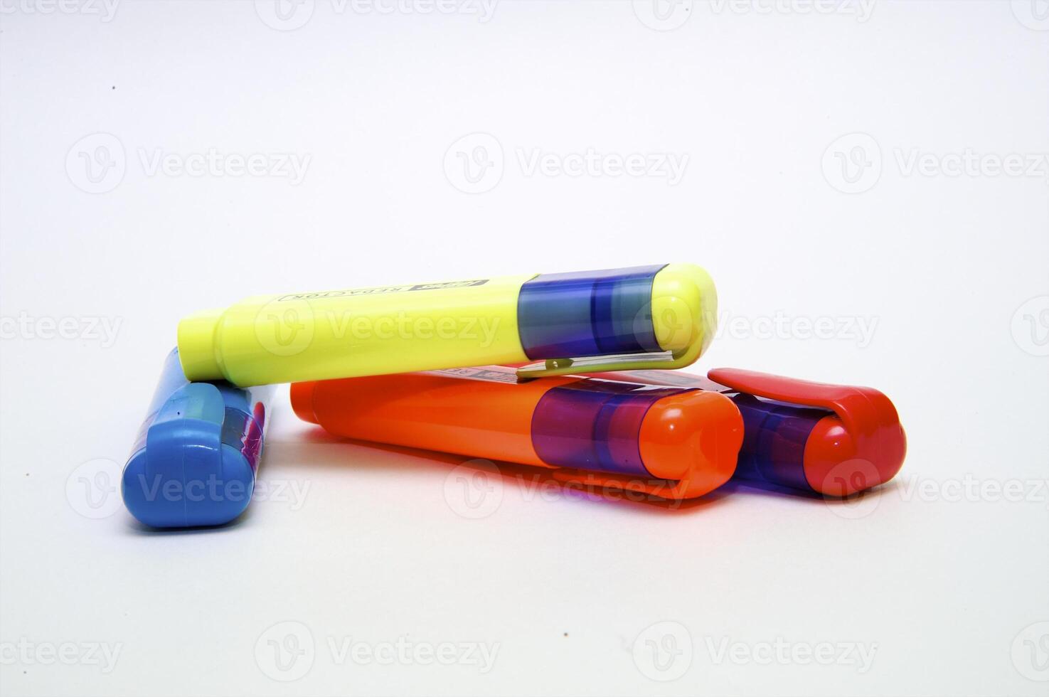 Set of colour markers on a white background photo