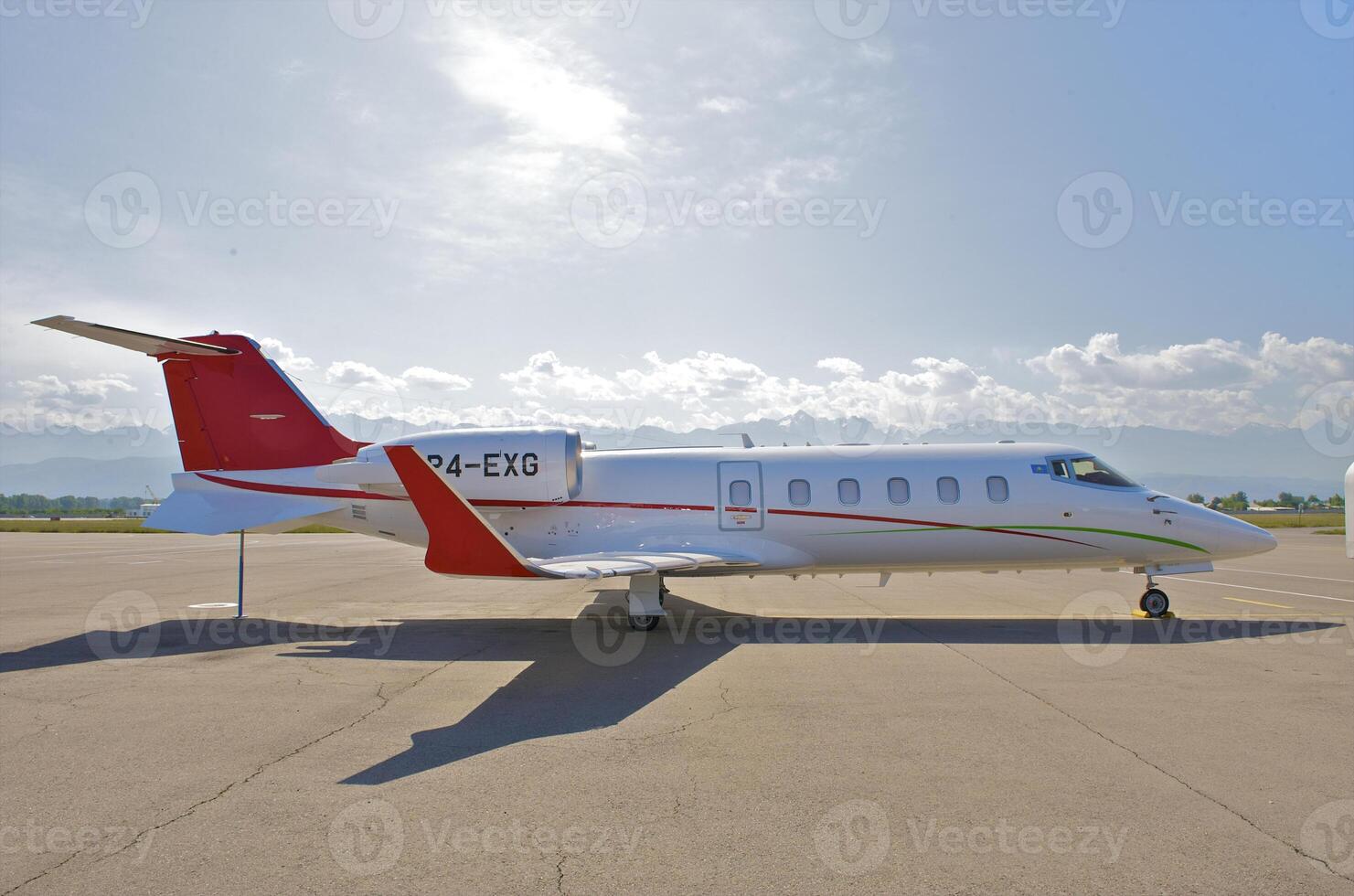 business plane parked at the airport photo