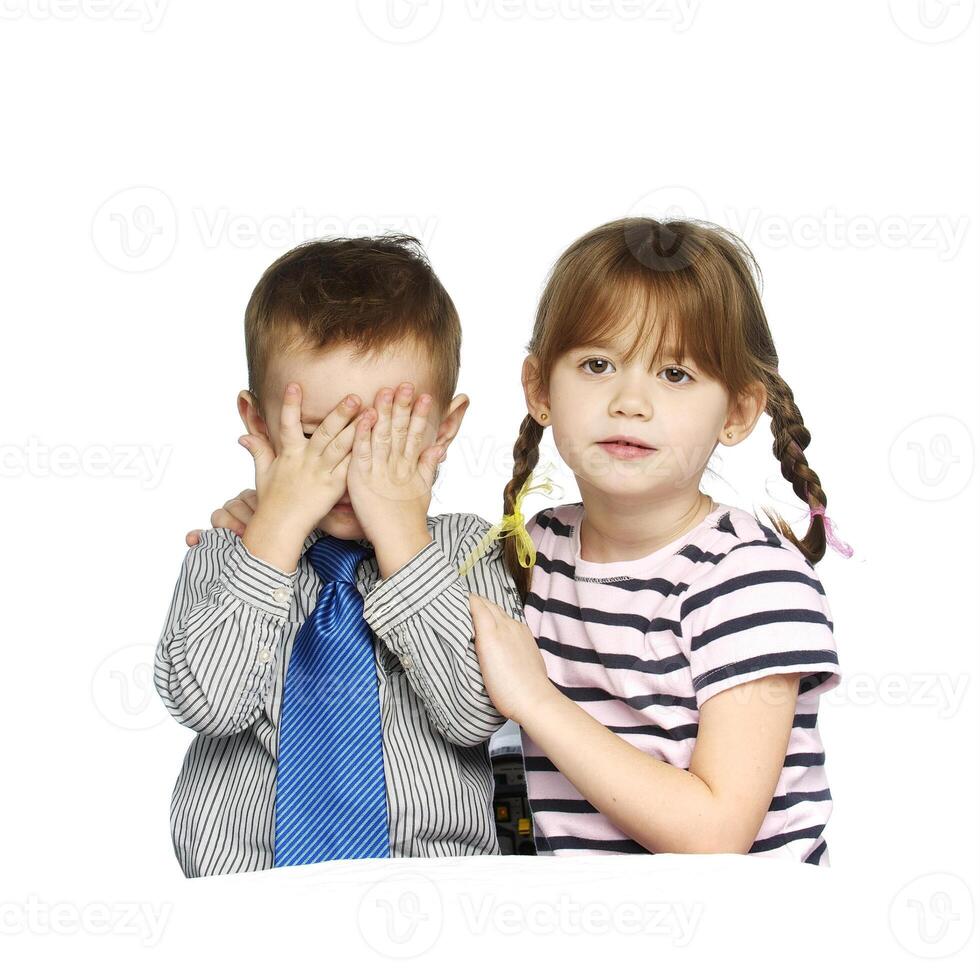 Brother and sister in the studio photo