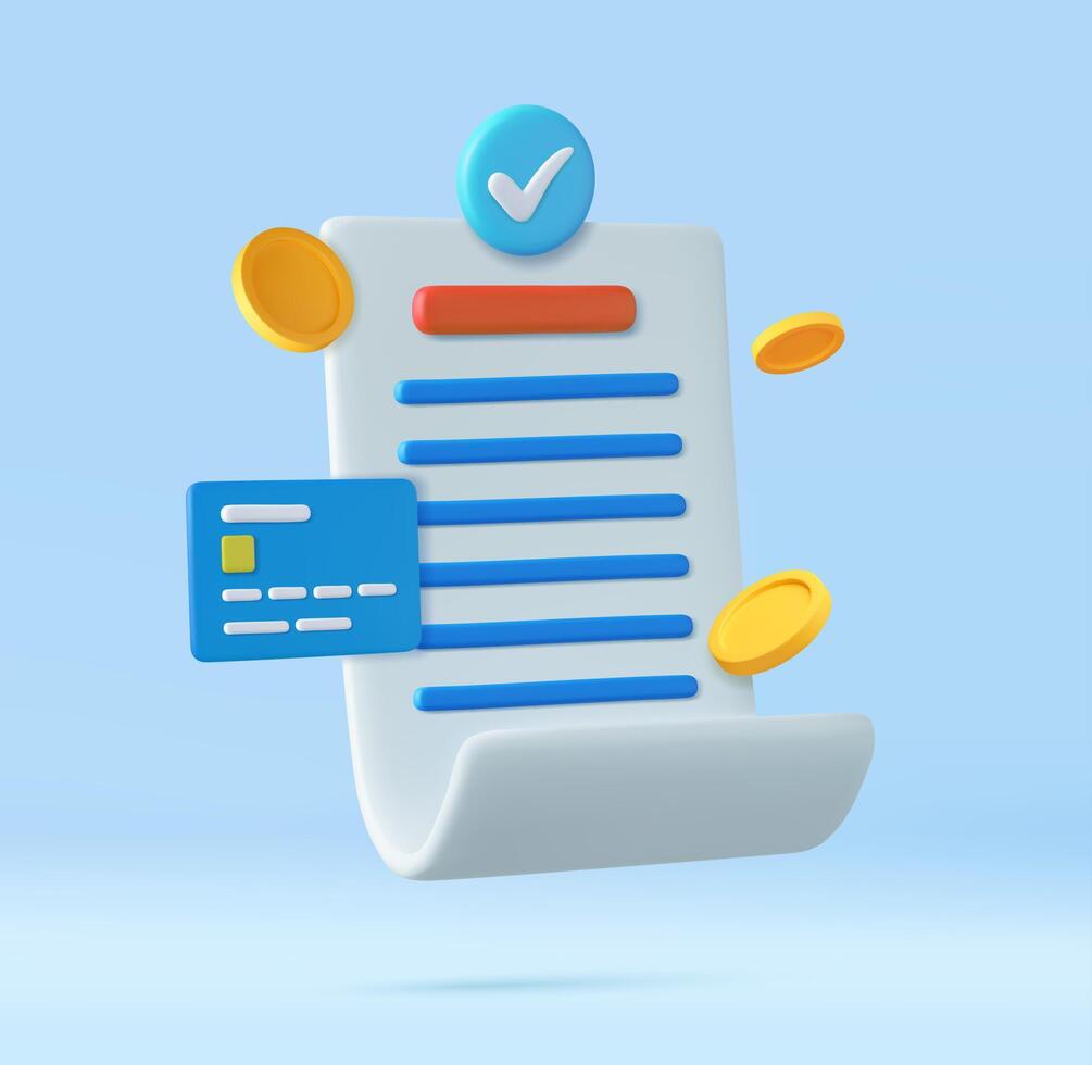 3D bill payment with credit card vector