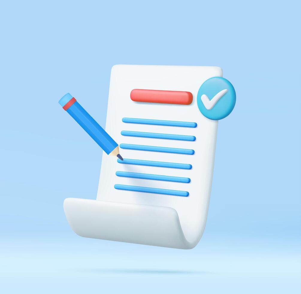 3d White paper task management todo check list vector
