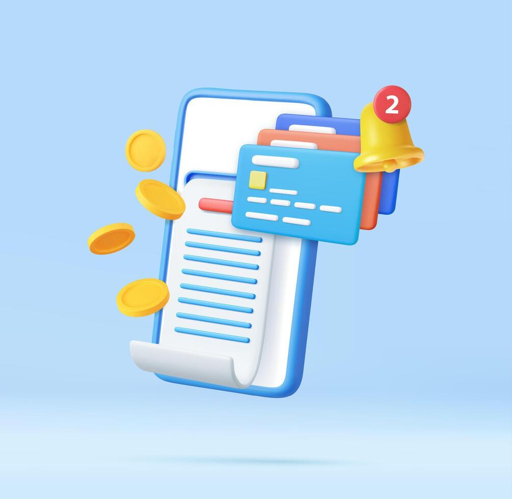 3D bill payment with credit card vector
