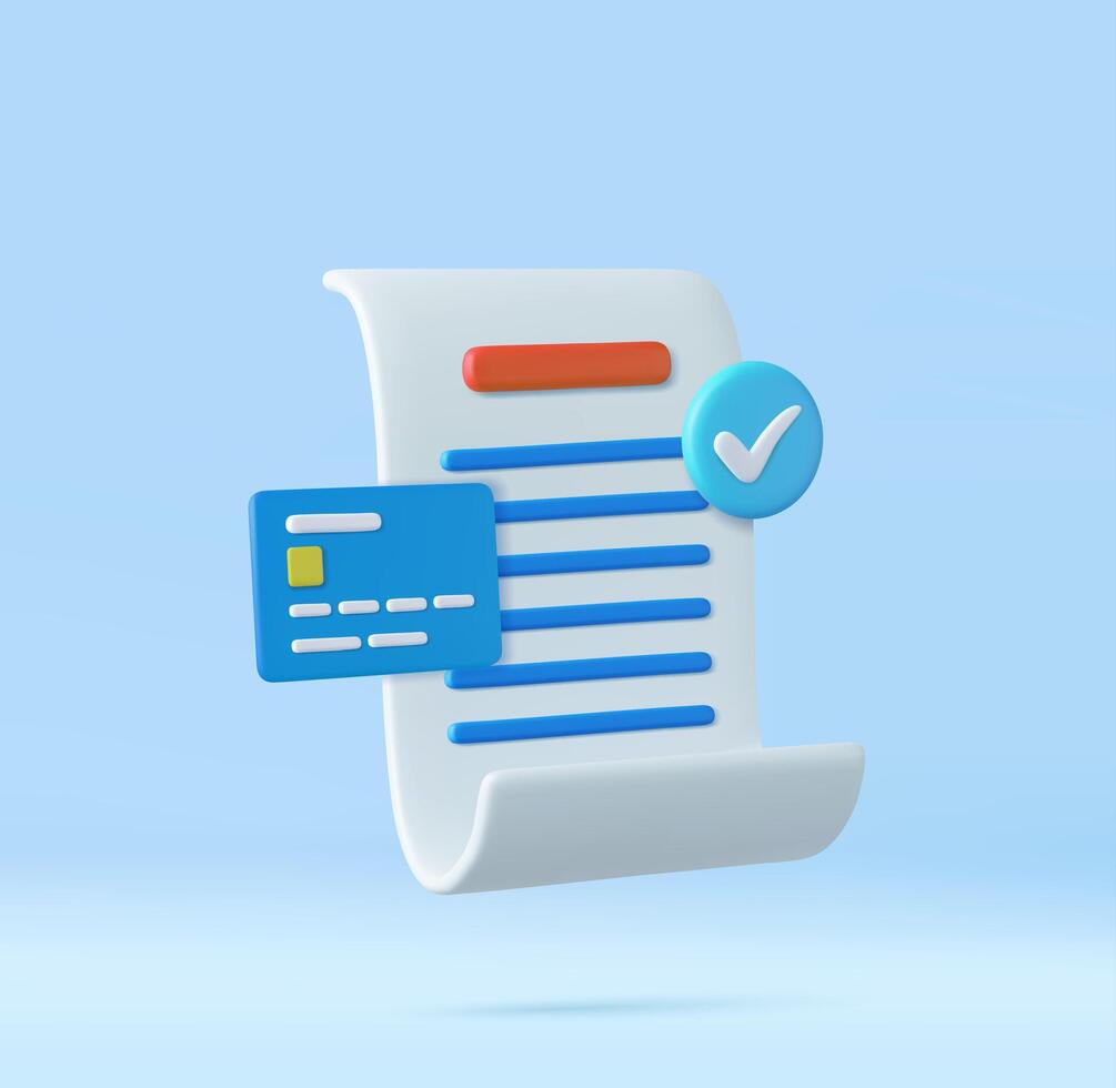3D bill payment with credit card vector