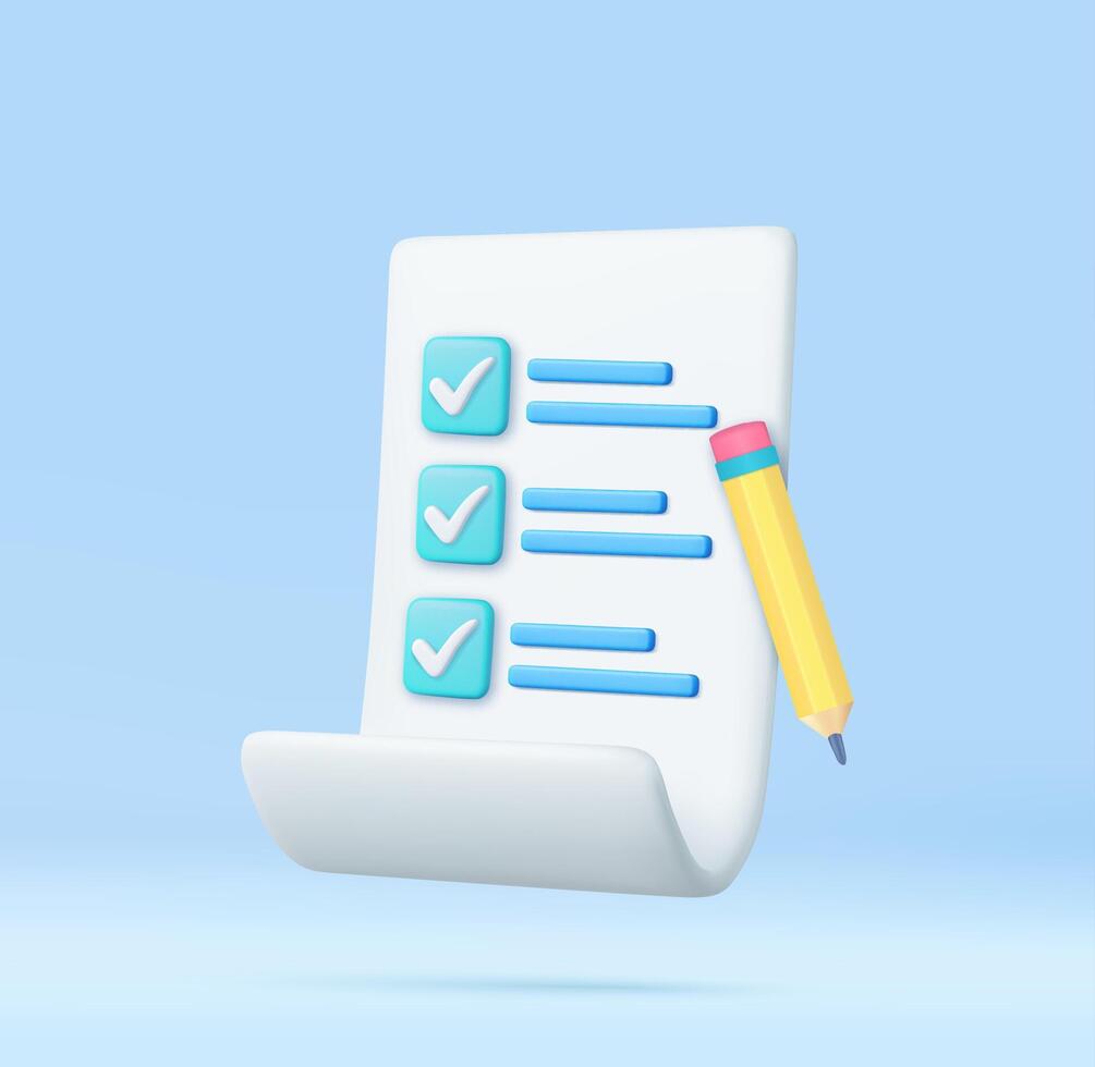 3d paper task management todo check list vector