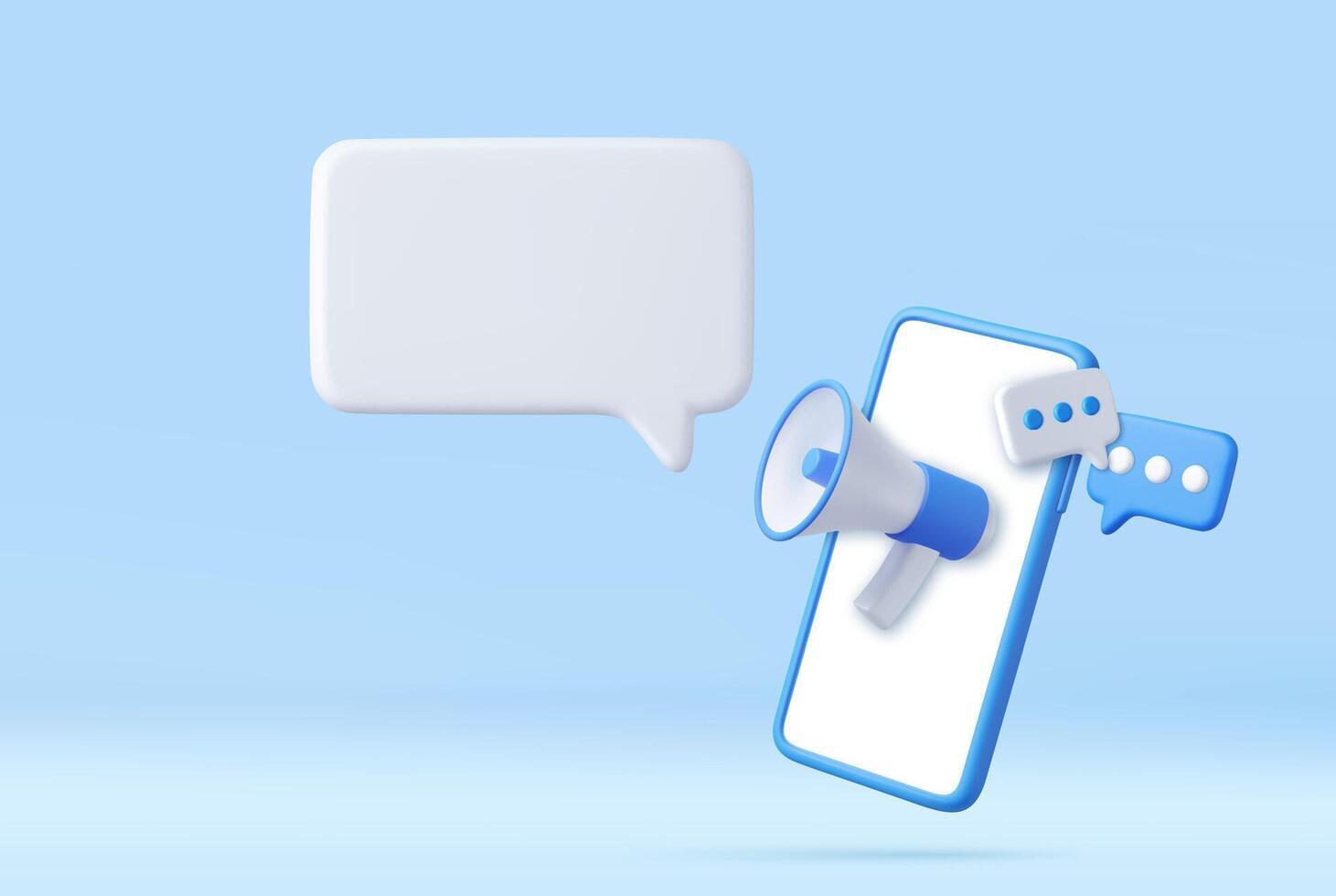 Marketing time concept, realistic 3d megaphone, vector