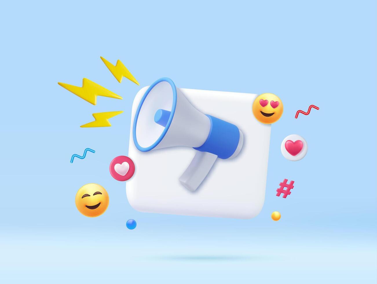 3d megaphone speaker vector