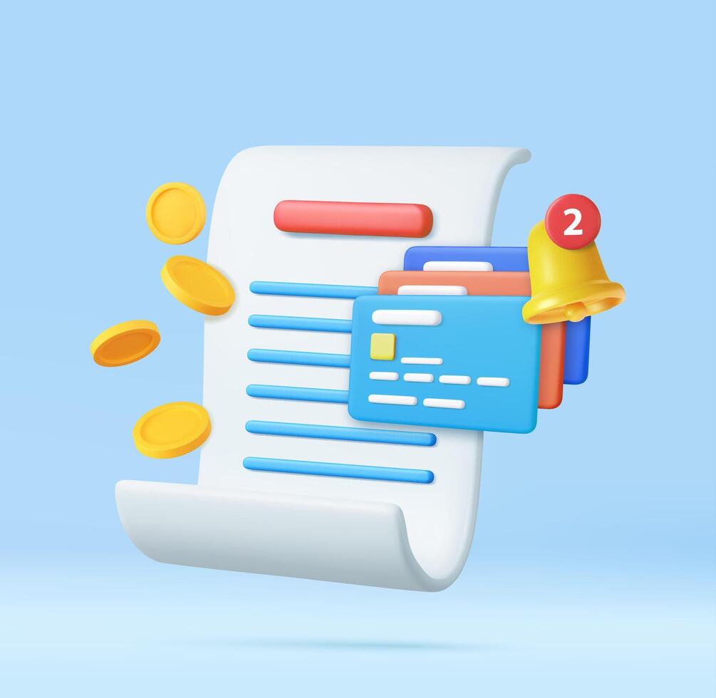 3D bill payment with credit card vector