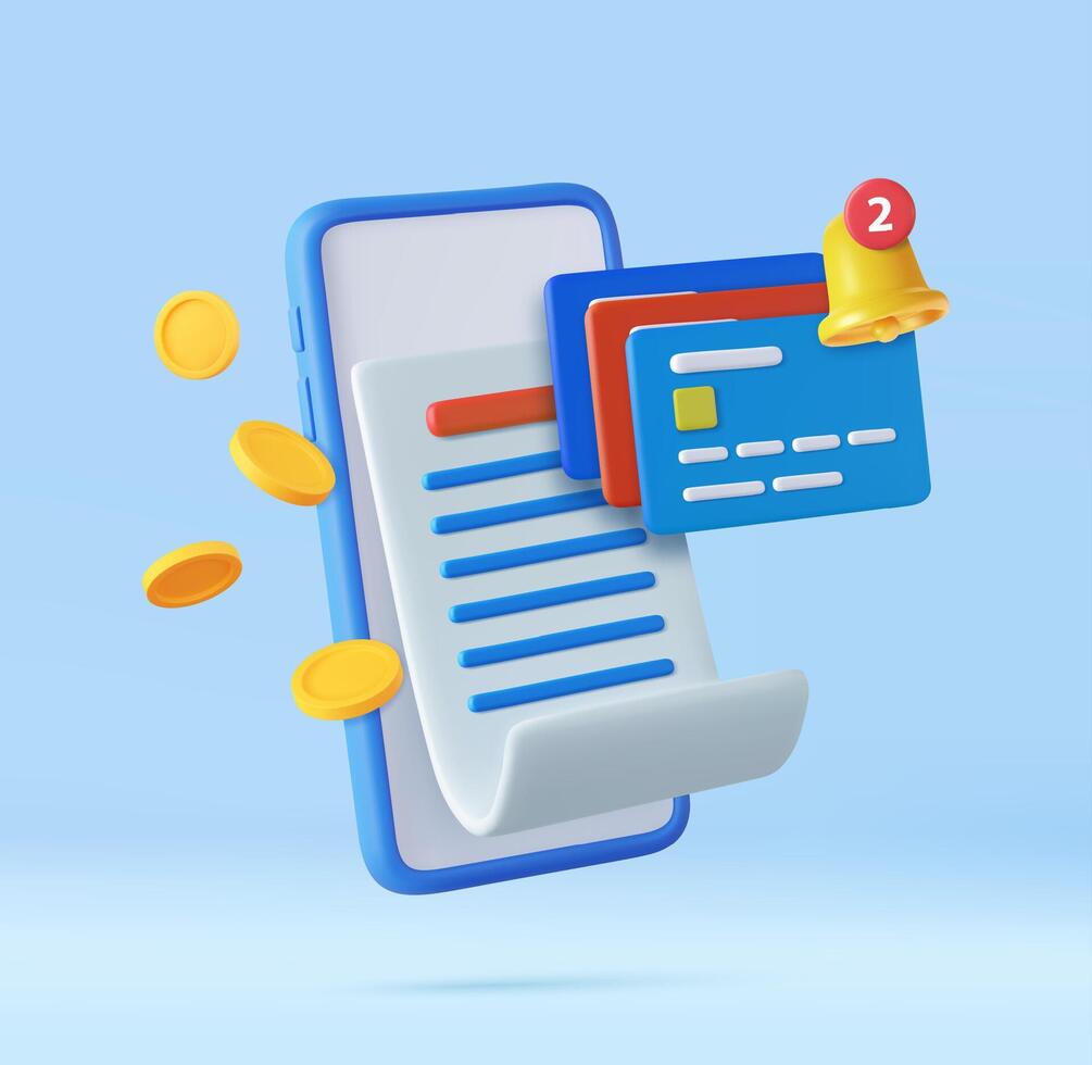 3D bill payment with credit card vector