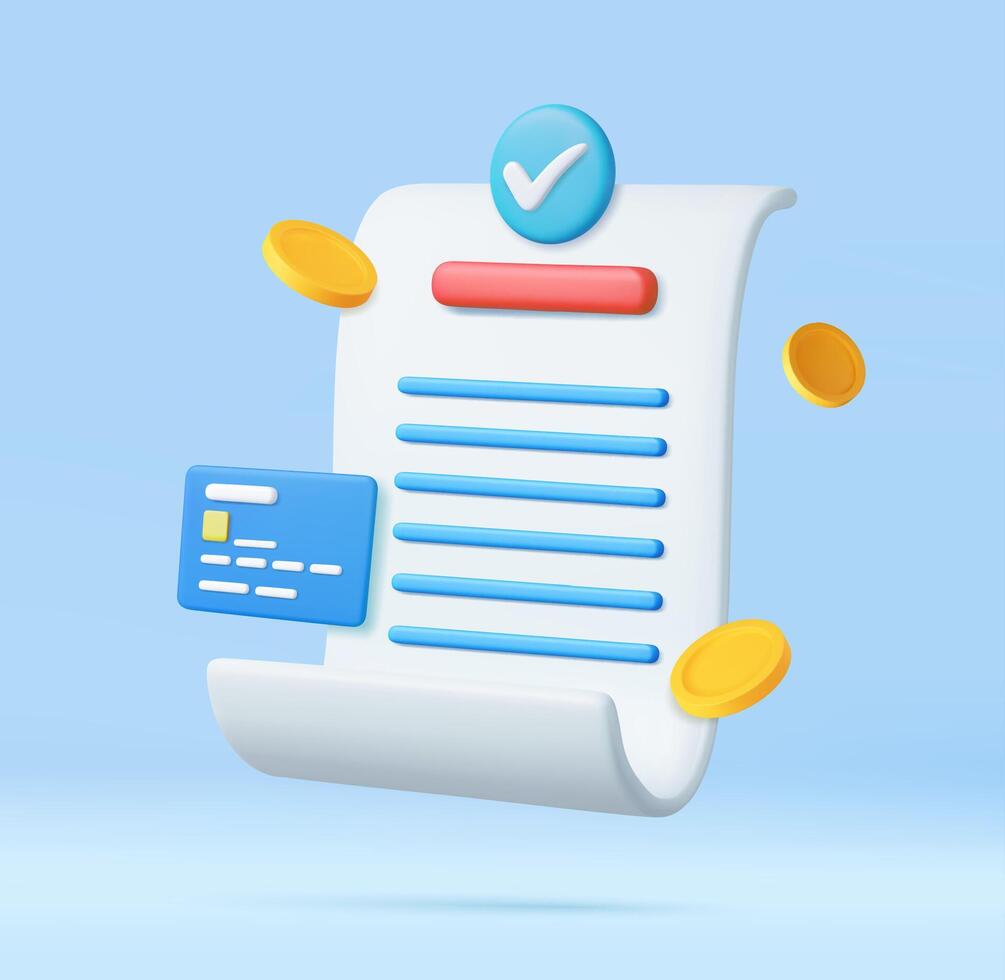 3D bill payment with credit card vector