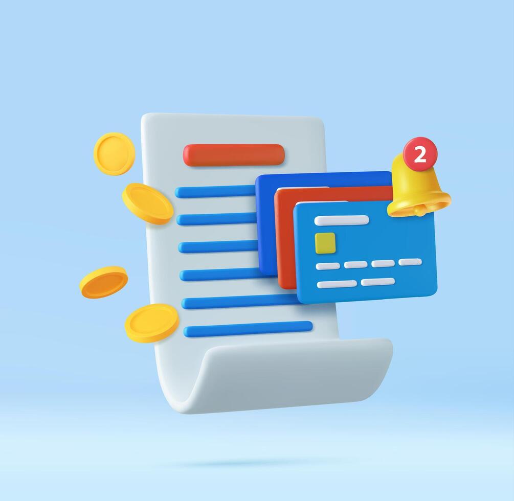 3D bill payment with credit card vector