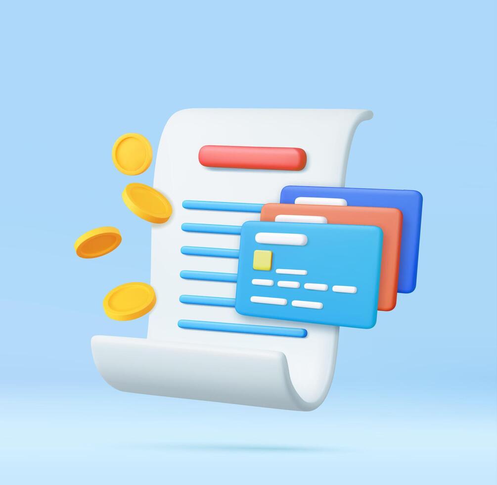 3D bill payment with credit card vector