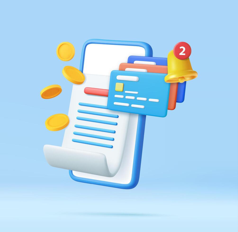 3D bill payment with credit card vector