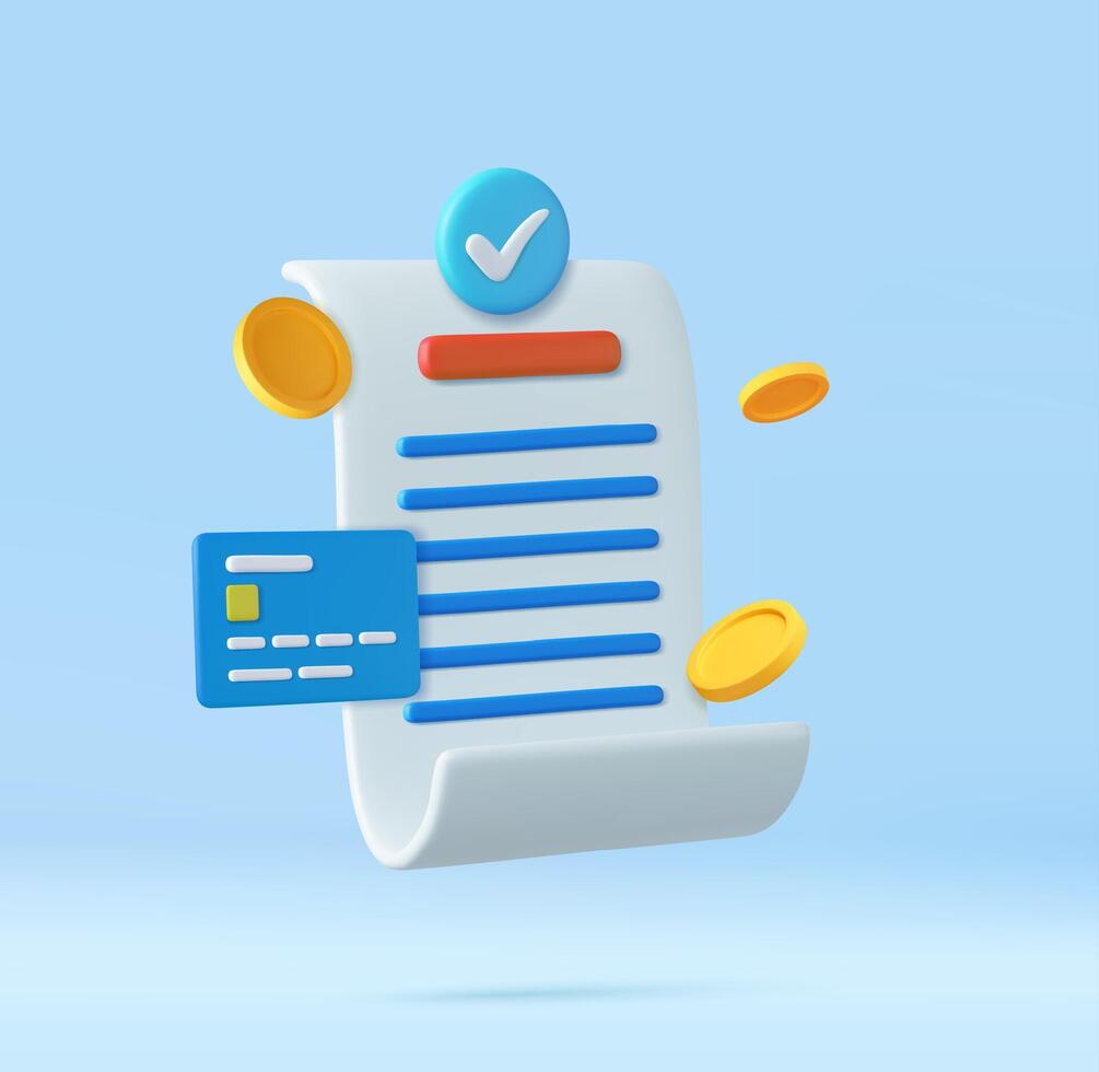 3D bill payment with credit card vector