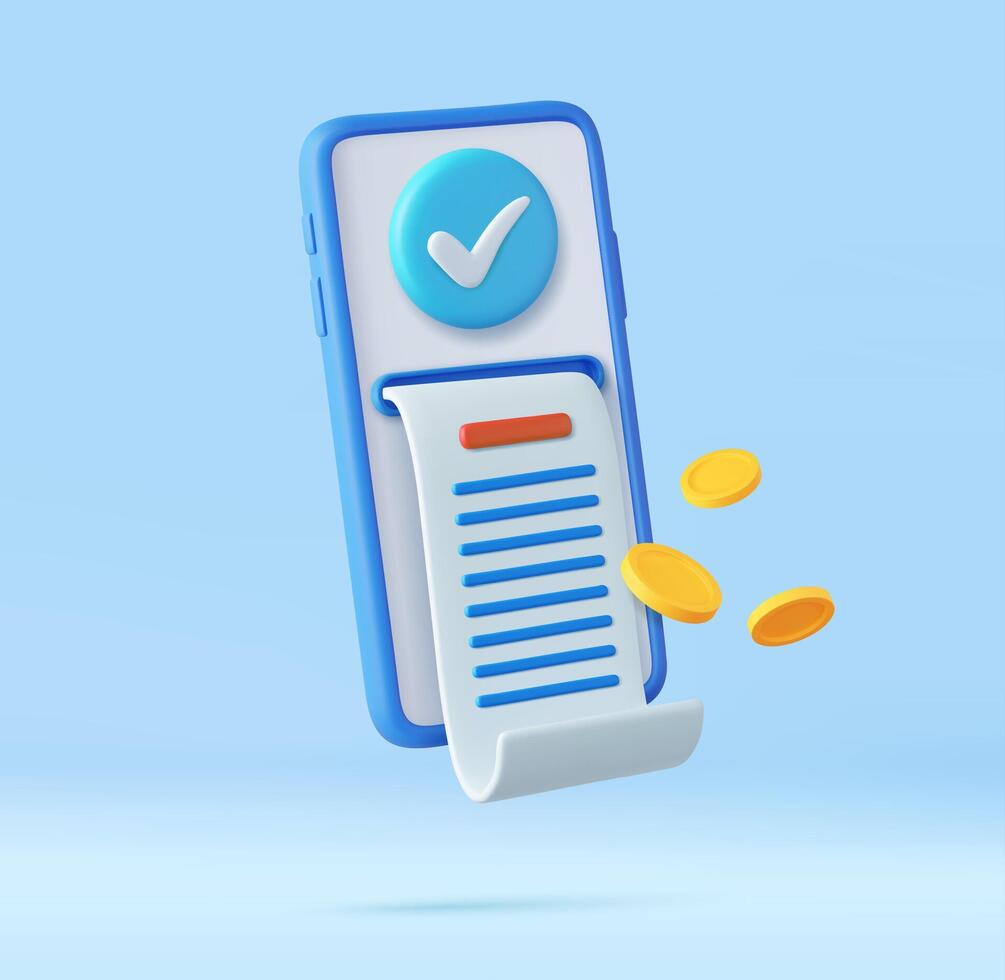 3D bill payment vector
