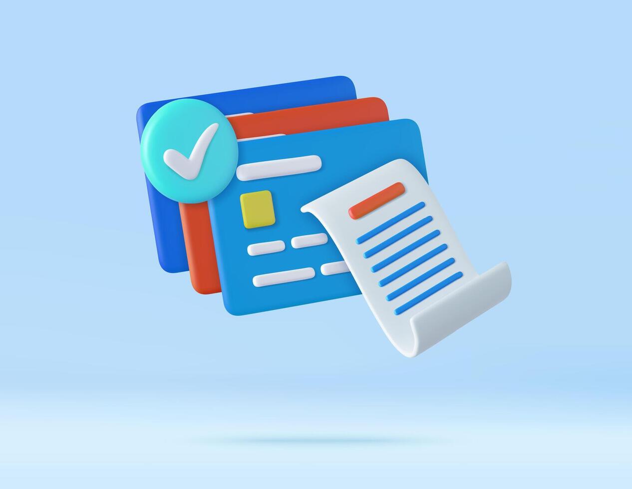 3D bill payment with credit card and financial for online shopping, vector