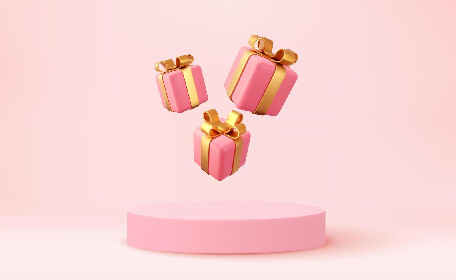 3d Christmas style Product podium scene vector