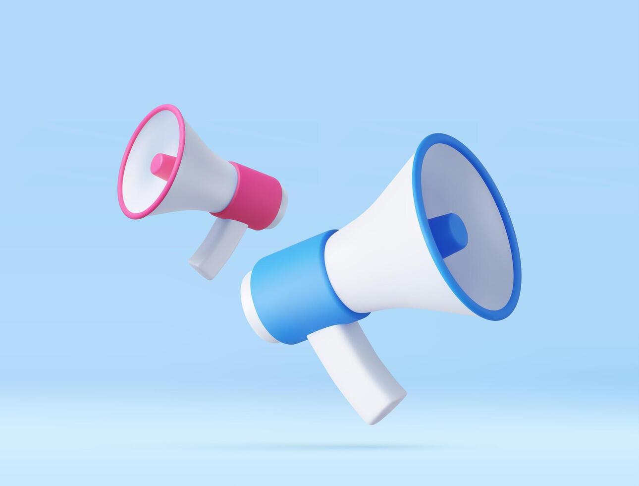 3d plastic megaphones vector