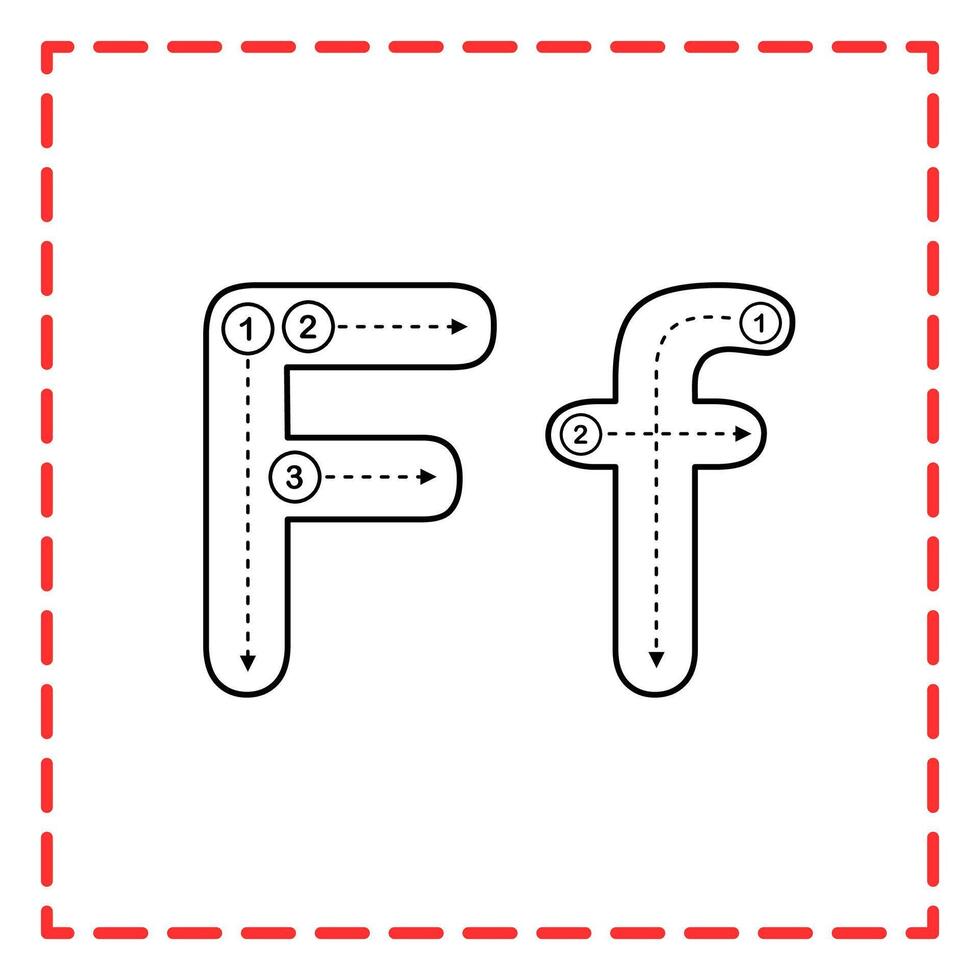 alphabet tracing f and f illustration vector