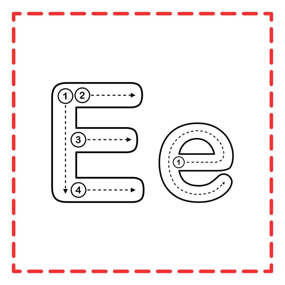 alphabet tracing e and e illustration vector