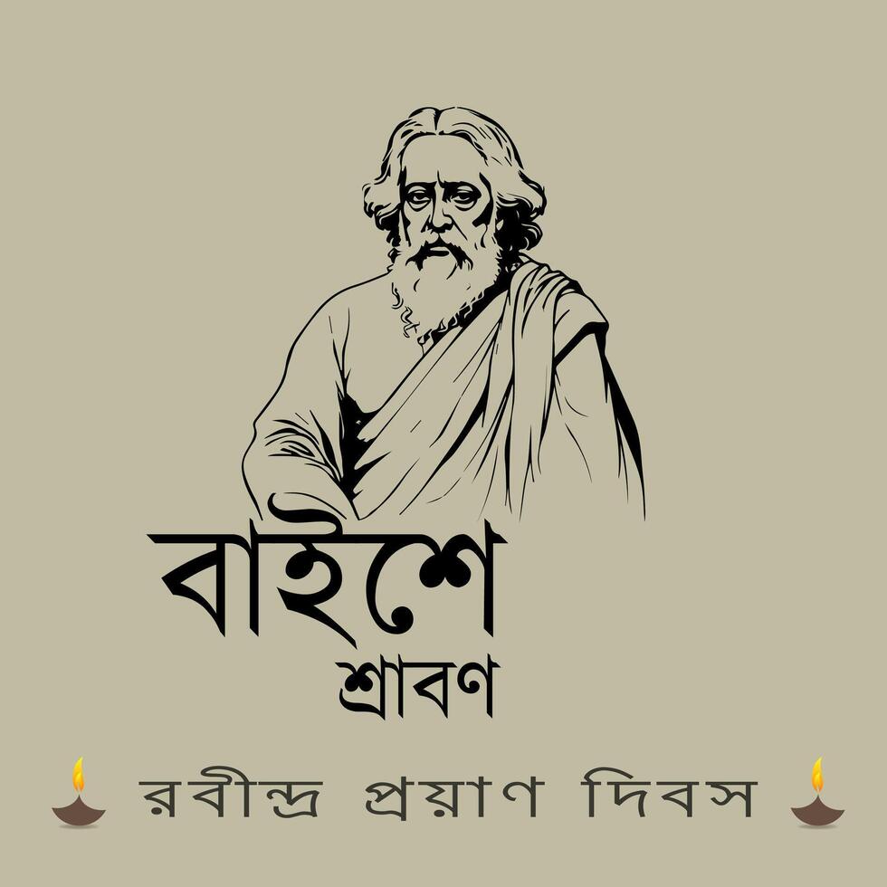 22 Shey Srabon, Rabindranath Tagore, Srabon, Rabindranath, social media post design vector