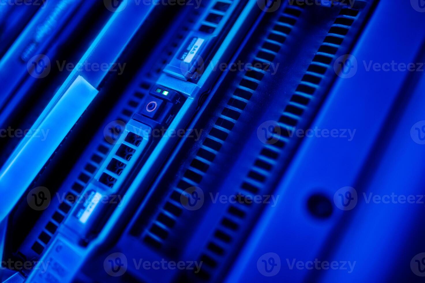 The server room tells the computer server that is working continuously. Convey the power and progress. photo