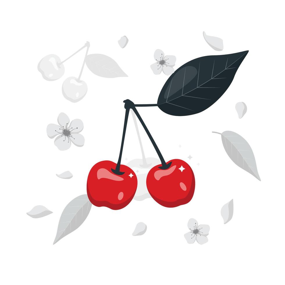 Red Cherry Concept Illustration vector