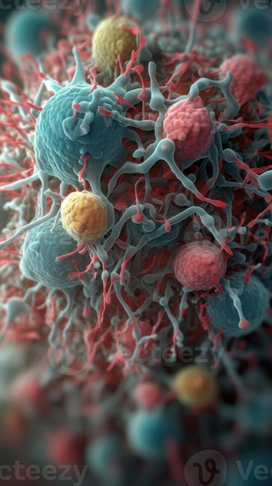 Bionanomaterial Binding to Tumor Biomarker 4K Ray Tracing Generative AI photo