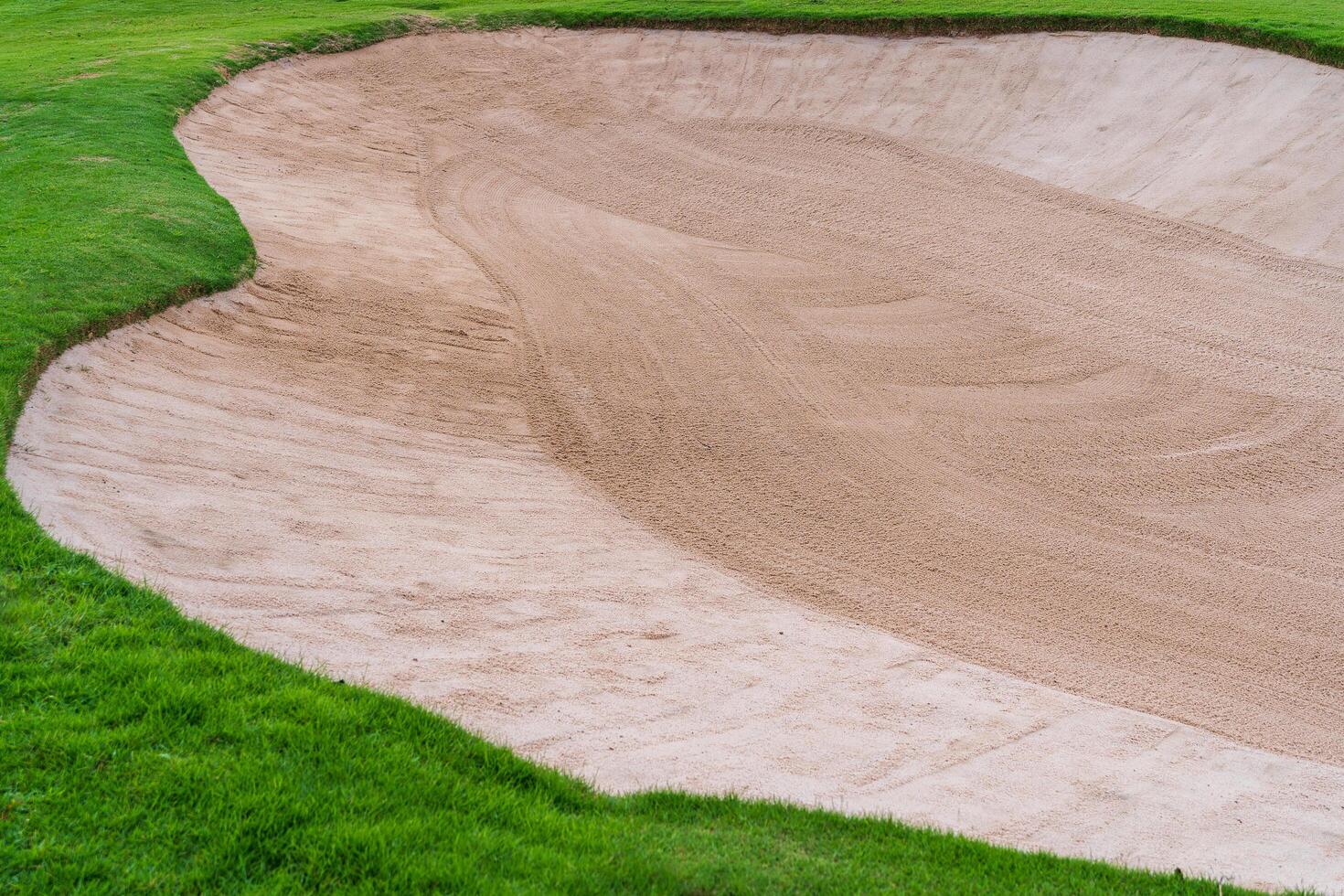 Golf course sand pit bunker aesthetic background,Used as obstacles for golf competitions for difficulty and falling off the course for beauty photo