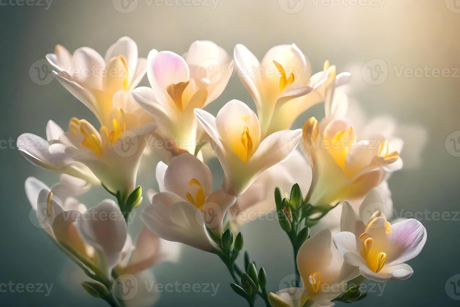 Beautiful freesias, which are a special way to honor Mother's Day, have been photographed in soft and romantic studio lighting.. Creative resource, photo