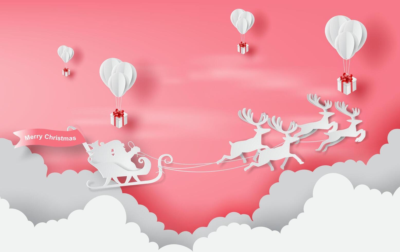 illustration of Red Merry Christmas Background with Border made scene place your text.Xmas day with winter landscape by snowflakes.Christmas and happy new year for Greeting Card.star,gift box.vector vector