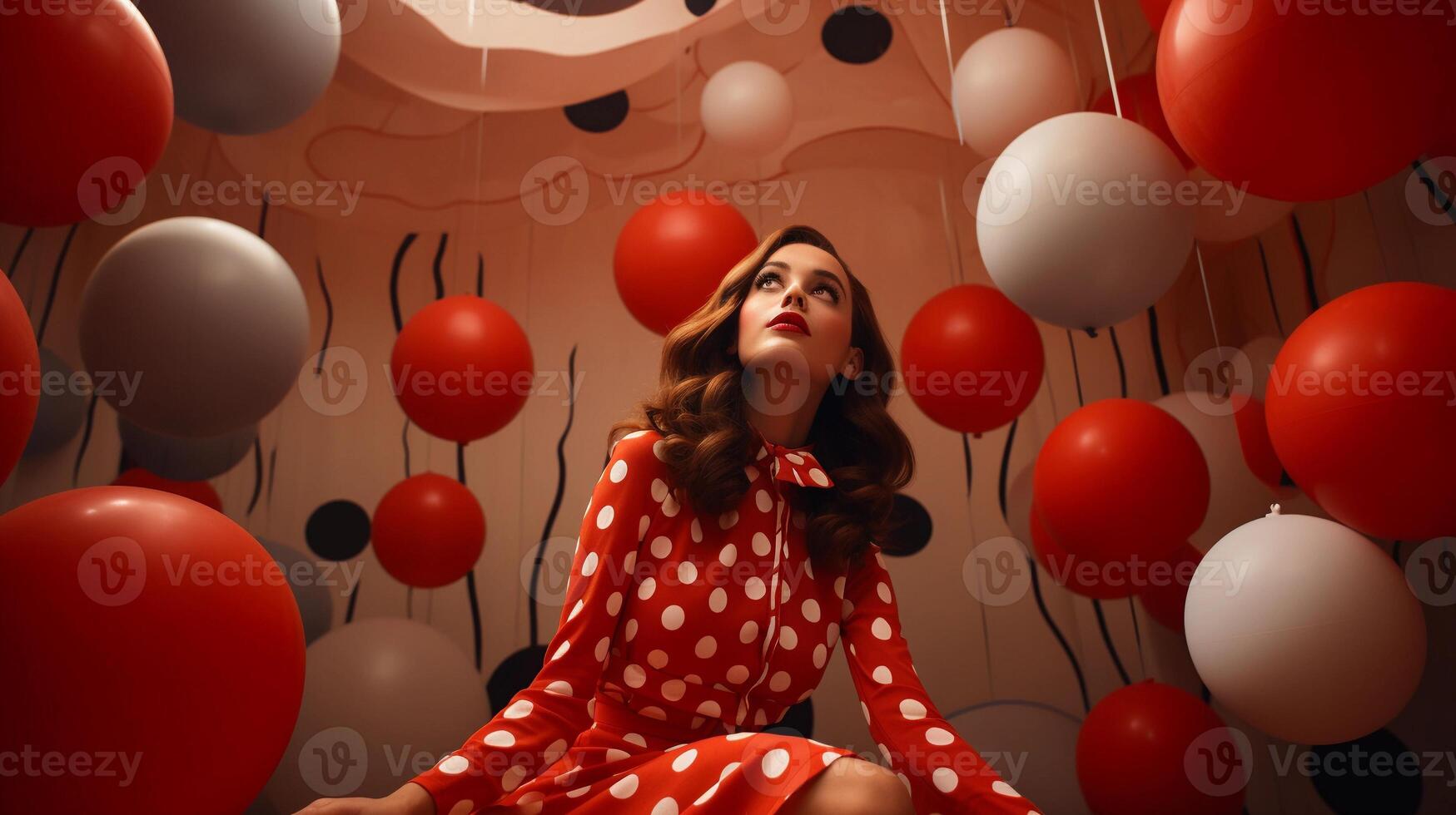un imagen capturar el momento de revelador un polca temática de puntos obra de arte, espacio para texto, antecedentes imagen, generativo ai foto
