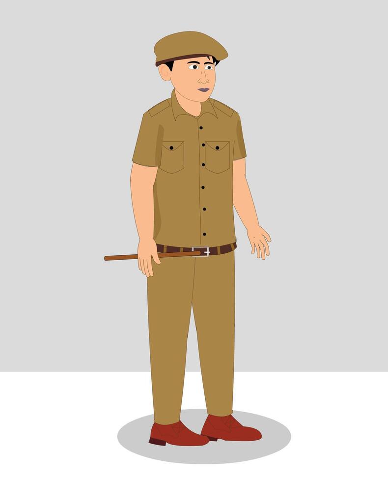 Indian Hawaldar three quarter view cartoon character design vector