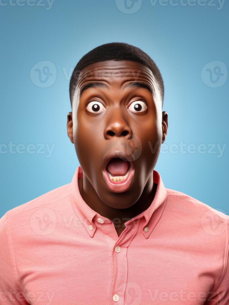 Young man with African features who appears to be shoched AI Generative photo