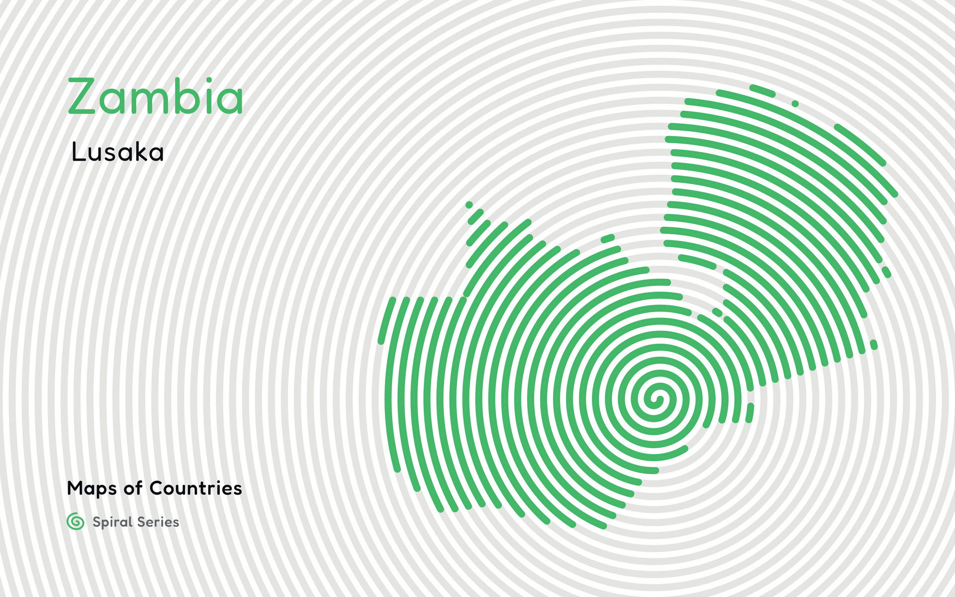 Abstract map of Zambia with circle lines. identifying its capital city