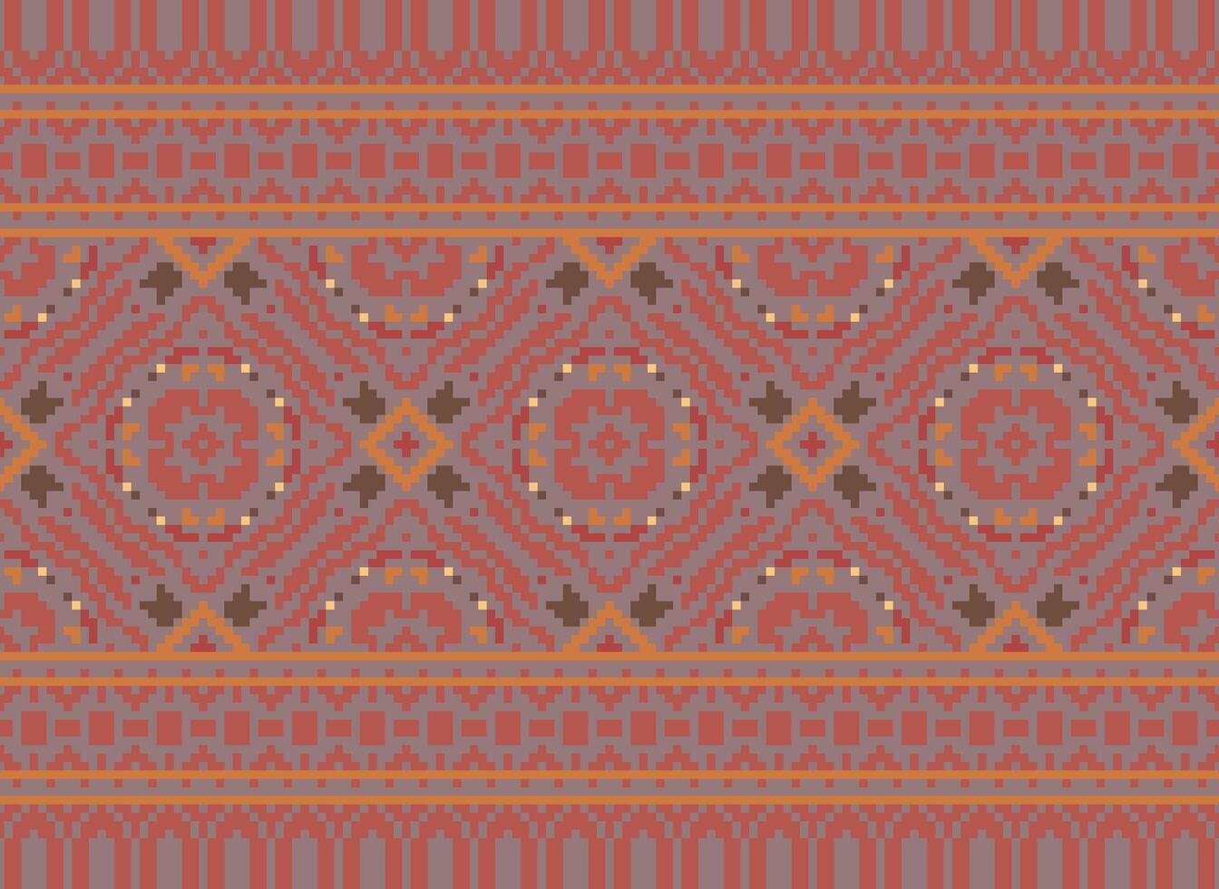 Floral cross stitch embroidery.geometric ethnic oriental seamless pattern traditional background.Aztec style abstract vector illustration.design for texture,fabric,clothing,wrapping,decoration,print.